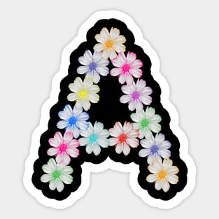 Letter A, flower, cosmos flowers, floral, nature Sticker